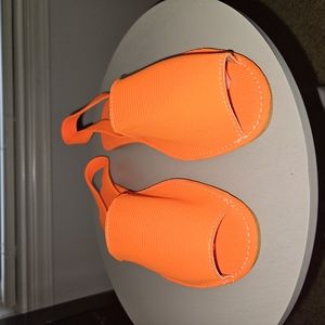 Neon Orange peep toe flats